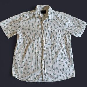 Valor Collective Cactus Print Button-Up Shirt, White/Green, Size XL - Western Vi